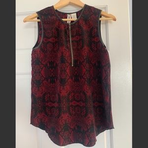 Snake Print Sleeveless Top with Zipper; Size XS